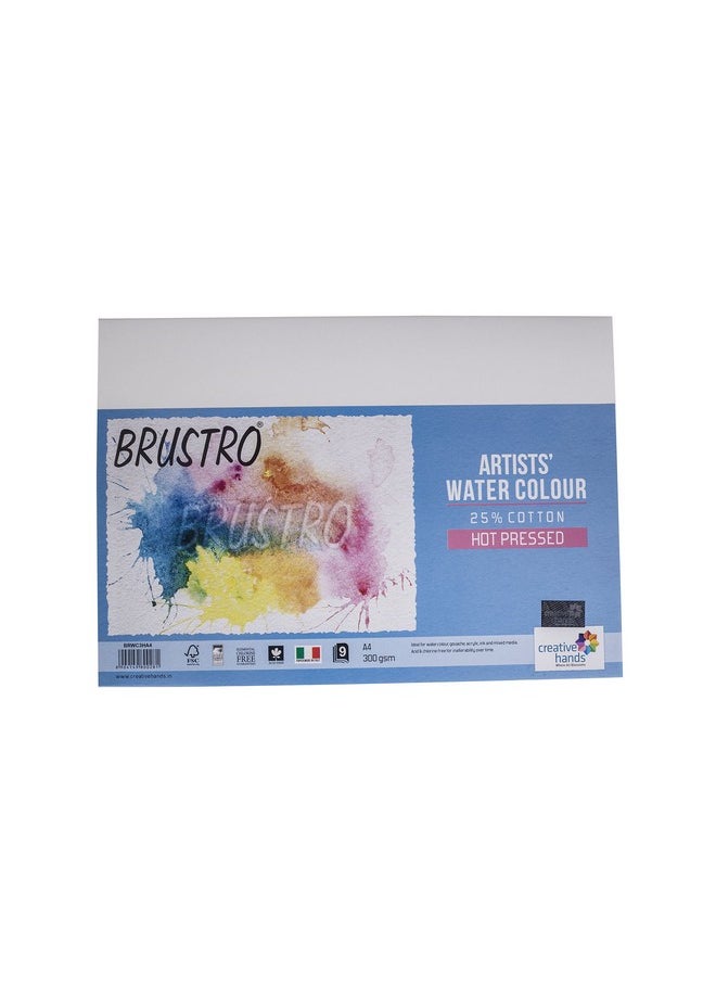 BRUSTRO Brustro Watercolour Papers 25% Cotton Hot Pressed 300 GSM A4 2 Packets (Each Pack Contains 9 Sheets)  - Image 4