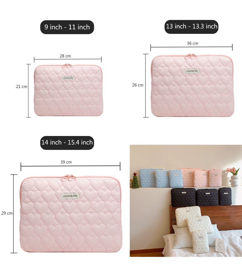 Pink 9-11 Inch Durable Laptop Sleeve Case with Tablet Pocket for MacBook Air Pro - Image 2