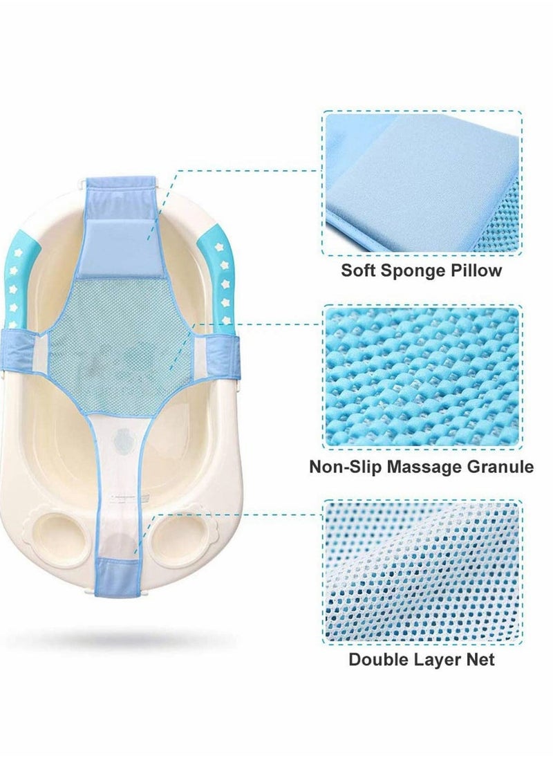 Generic - Starthi Baby Bath Suppport, Adjustable Bath Seat Support Net High Quality Comfortable Baby Bath Support Sling Hammock Net Adjustable Comfortable Non-Slip Bath Seat Blue - Image 1