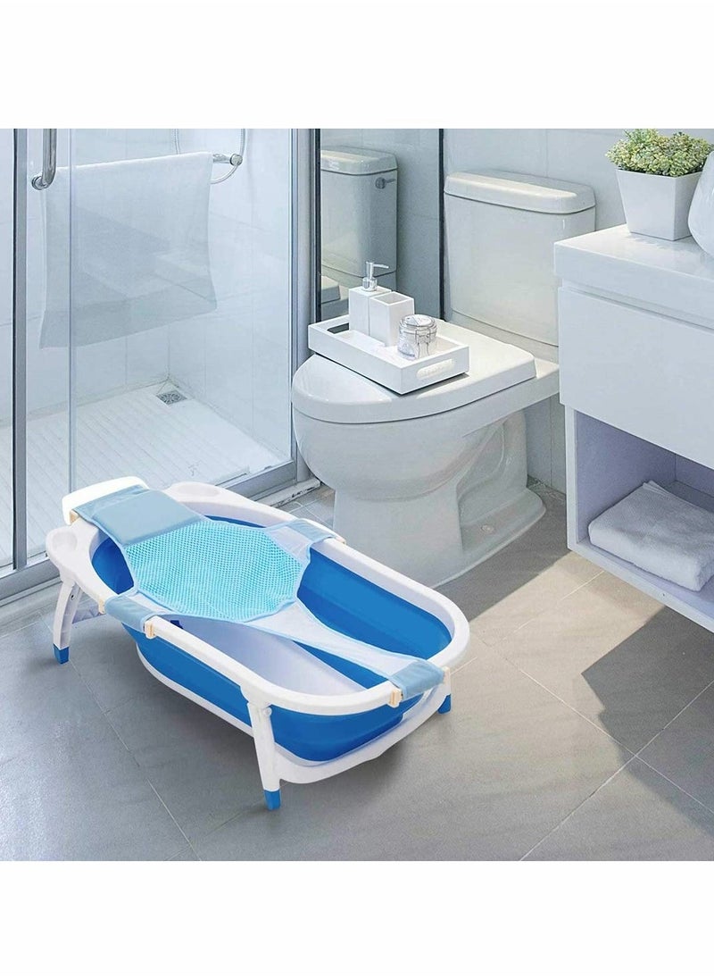 Generic - Starthi Baby Bath Suppport, Adjustable Bath Seat Support Net High Quality Comfortable Baby Bath Support Sling Hammock Net Adjustable Comfortable Non-Slip Bath Seat Blue - Image 1