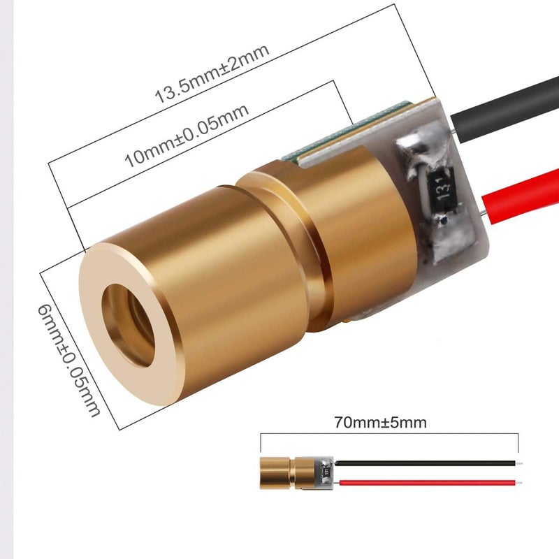 MakerFocus 20pcs 5V 650nm 5mW Red Dot Laser Head Red Laser Diode Laser Tube with Leads Head Outer Diameter 6mm - Image 2