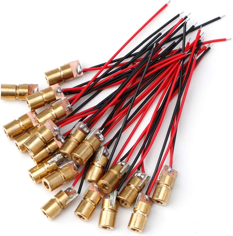 MakerFocus 20pcs 5V 650nm 5mW Red Dot Laser Head Red Laser Diode Laser Tube with Leads Head Outer Diameter 6mm - Image 1