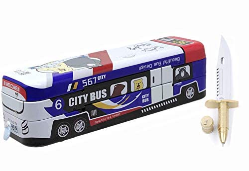 SHREE TECHNESH Unique School Bus Pencil Box With Wheels And Unique Shape Pen For School Kids,Blue - Image 2