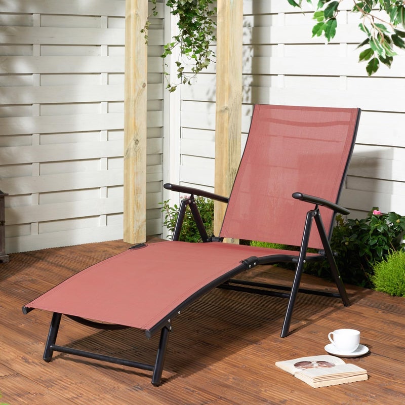 Harmony Home كرسي استرخاء خارجي هارموني هوم - كرسي شازلونج قابل للطي من تيكستلاين مع مسند ظهر قابل للتعديل بـ 7 وضعيات ومسند قدم قابل للطي للشاطئ، الفناء، المسبح، والتراس - Image 2