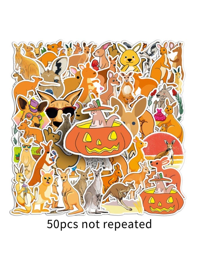 قوس قزح أورينبو 50 عبوة من ملصقات الكنغر لزجاجات المياه واللاب توب والهواتف والكمبيوتر والجيتار ولوح التزلج من أستراليا، ملصقات فينيل مقاومة للماء، ملصقات جمالية عصرية للأطفال والمراهقين والفتيات والبالغين - Image 5