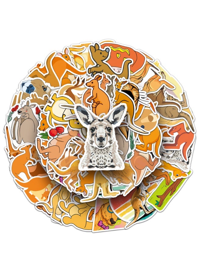 قوس قزح أورينبو 50 عبوة من ملصقات الكنغر لزجاجات المياه واللاب توب والهواتف والكمبيوتر والجيتار ولوح التزلج من أستراليا، ملصقات فينيل مقاومة للماء، ملصقات جمالية عصرية للأطفال والمراهقين والفتيات والبالغين - Image 1