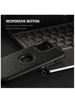 Mikki iPhone 15 Pro Max Case, Vegan Leather Protective Case for iPhone 15 Pro Max 6.7", Luxury, Elegant and Beautiful Design Cover, Non-Slip Vintage Looking Perfect Stitching Leather Case (Black)  - Image 2