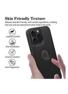 Mikki iPhone 15 Pro Max Case, Vegan Leather Protective Case for iPhone 15 Pro Max 6.7", Luxury, Elegant and Beautiful Design Cover, Non-Slip Vintage Looking Perfect Stitching Leather Case (Black)  - Image 3