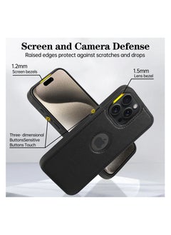 Mikki iPhone 15 Pro Max Case, Vegan Leather Protective Case for iPhone 15 Pro Max 6.7", Luxury, Elegant and Beautiful Design Cover, Non-Slip Vintage Looking Perfect Stitching Leather Case (Black)  - Image 4