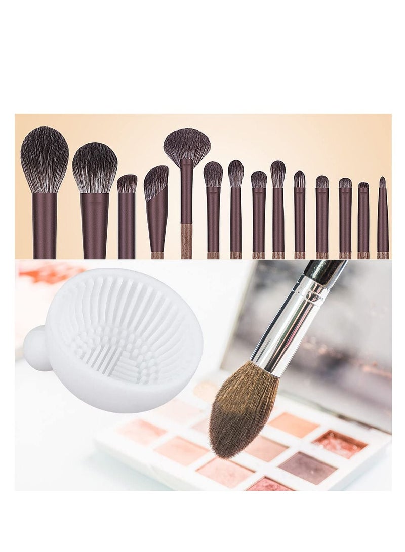 SYOSI Makeup Brush Cleaner Mat, 1Pcs Silicone Makeup Cleaning Brush Scrubber Mat, Portable Cleaning Washing Tool for Cosmetic Brush White - Image 2
