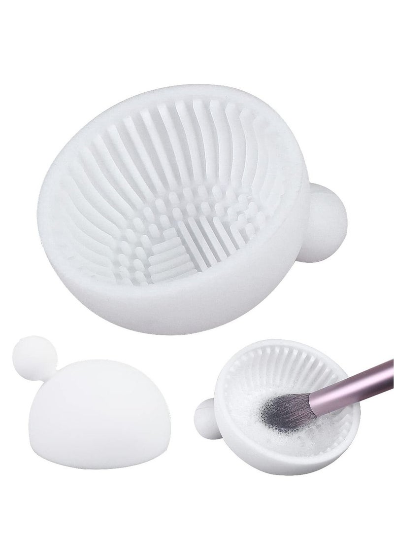 SYOSI Makeup Brush Cleaner Mat, 1Pcs Silicone Makeup Cleaning Brush Scrubber Mat, Portable Cleaning Washing Tool for Cosmetic Brush White - Image 1