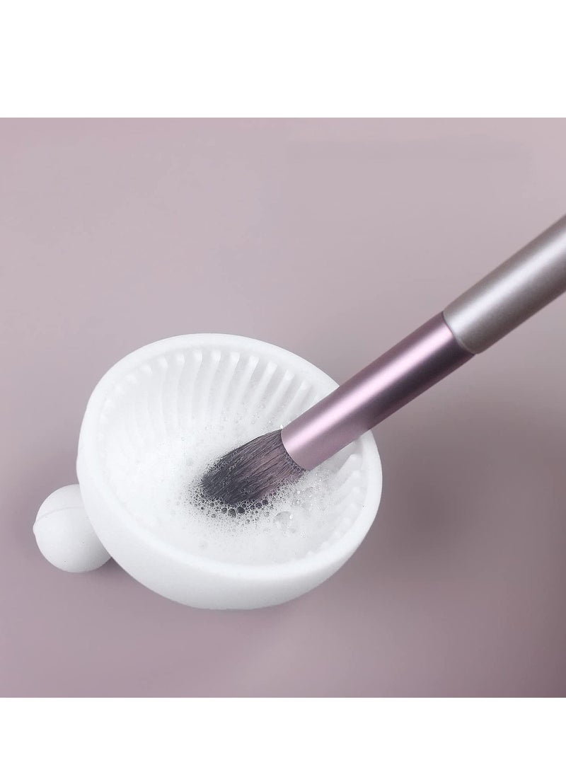 SYOSI Makeup Brush Cleaner Mat, 1Pcs Silicone Makeup Cleaning Brush Scrubber Mat, Portable Cleaning Washing Tool for Cosmetic Brush White - Image 3