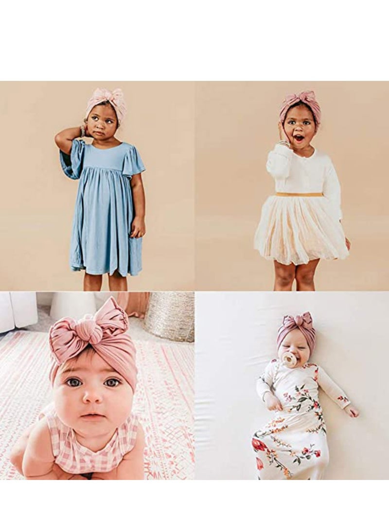 Barakah قبعات توربان للأطفال مع عقدة للبنات، قبعة ناعمة وجميلة للأطفال، قبعة للمستشفى للمواليد الجدد، 5 قطع - Image 2