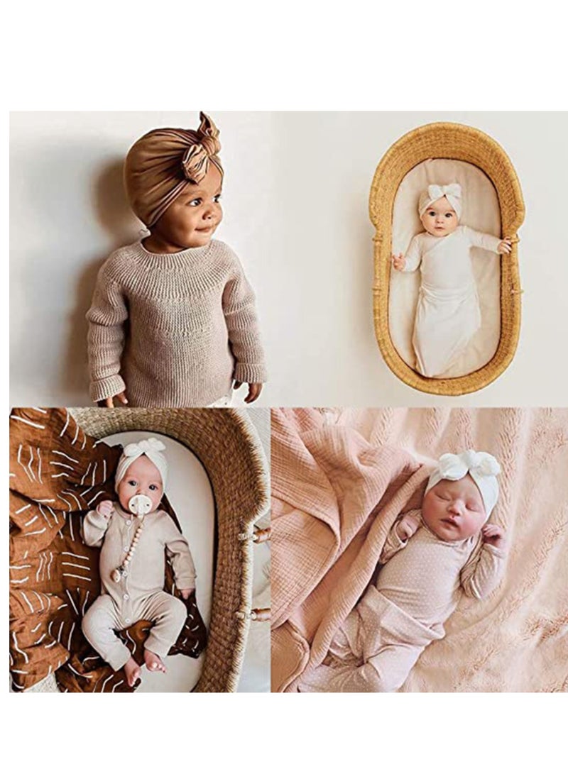 Barakah قبعات توربان للأطفال مع عقدة للبنات، قبعة ناعمة وجميلة للأطفال، قبعة للمستشفى للمواليد الجدد، 5 قطع - Image 4