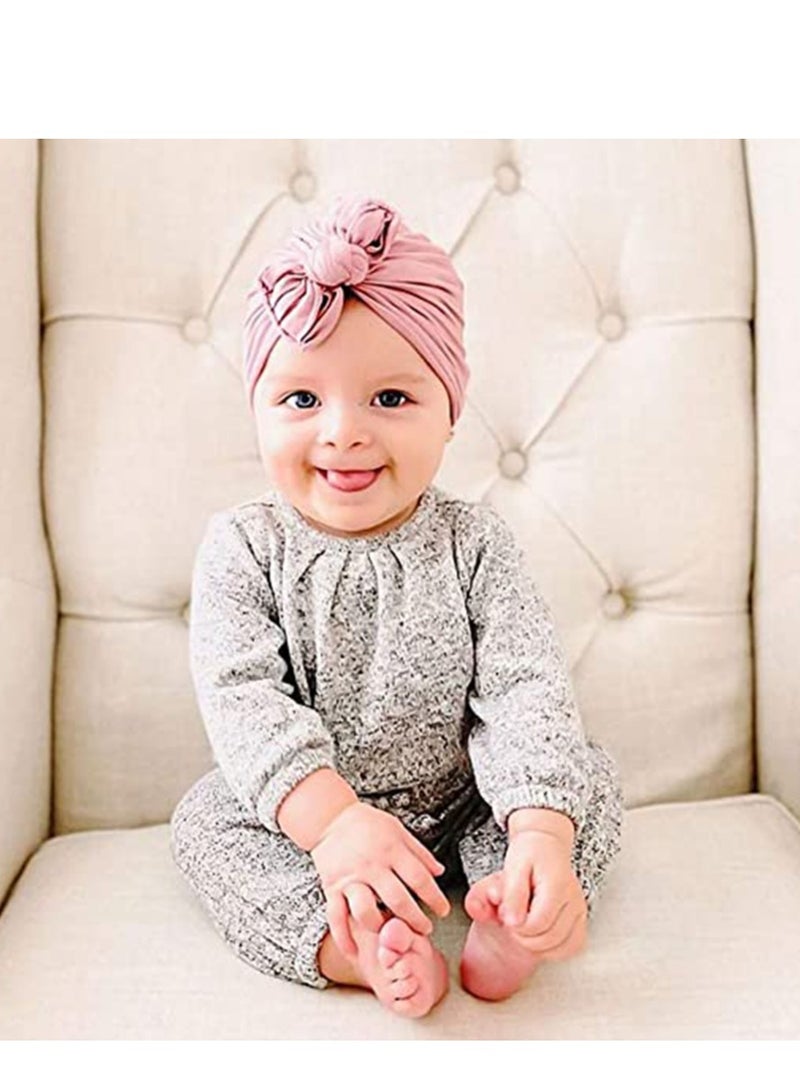 Barakah قبعات توربان للأطفال مع عقدة للبنات، قبعة ناعمة وجميلة للأطفال، قبعة للمستشفى للمواليد الجدد، 5 قطع - Image 3