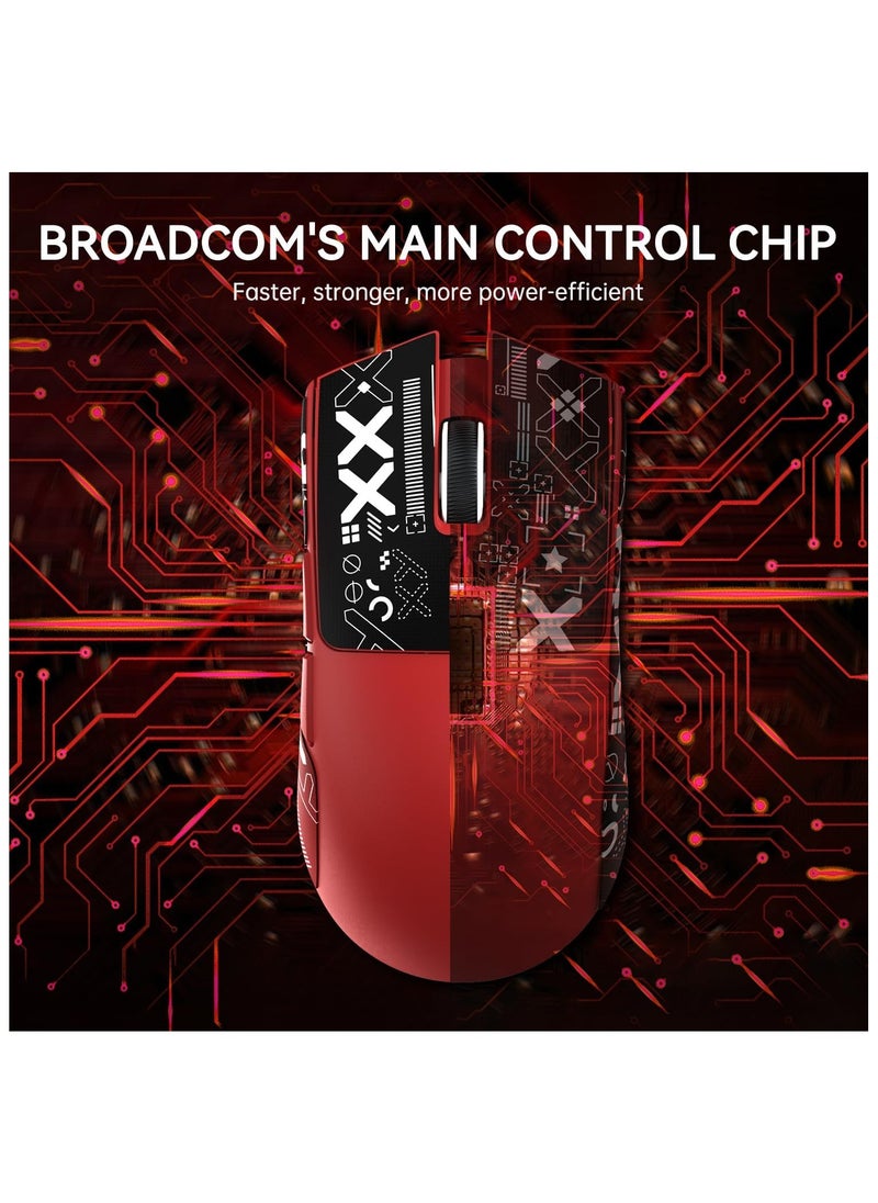 ماوس الألعاب ATTACK SHARK X11 - اتصال ثلاثي (سلكي، لاسلكي 2.4GHz، بلوتوث) - مستشعر PixArt PAW3311 بدقة 22000 DPI - إضاءة RGB - قاعدة شحن مغناطيسية - تصميم خفيف الوزن ومريح - متوافق مع الكمبيوتر، اللابتوب، ماك، إكس بوكس، بلاي ستيشن (أحمر)