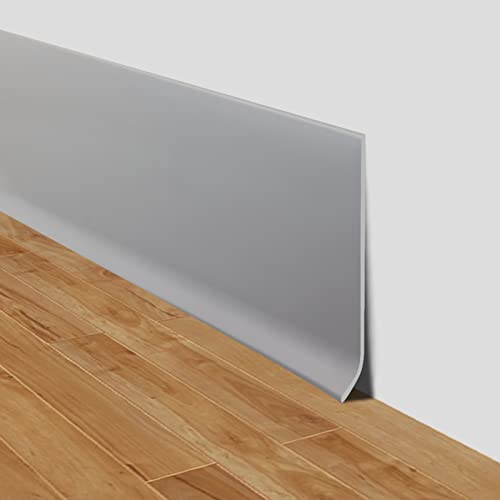 LSGCQ Flexible Baseboard Molding Trim 4 Inch x 20 Feet Self-Adhesive Vinyl Wall Base Peel and Stick Cove Base Rubber Wall Moulding Trim (Gray) - Image 1