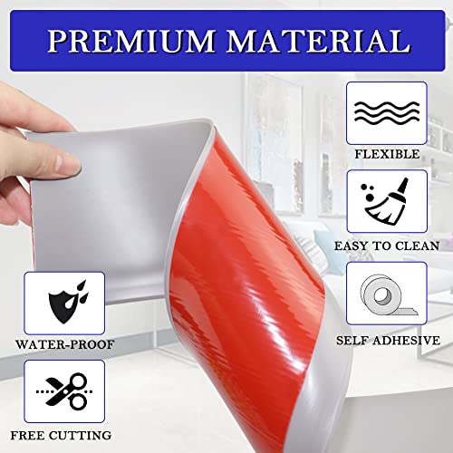 LSGCQ Flexible Baseboard Molding Trim 4 Inch x 20 Feet Self-Adhesive Vinyl Wall Base Peel and Stick Cove Base Rubber Wall Moulding Trim (Gray) - Image 3