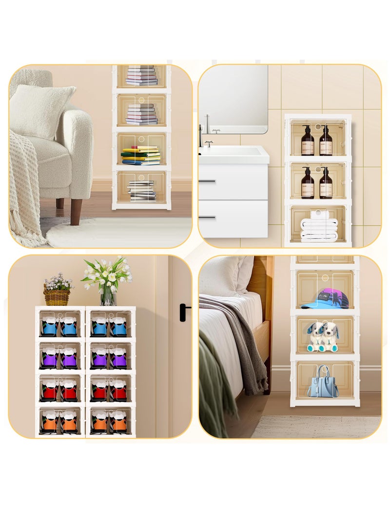Arabest Shoe Organizer for Closet, 6 Pack Clear Shoe Storage Container All-in-one Sturdy Plastic Stackable Shoe Boxes Assemble-Free Space Saving Sneaker Storage Bins Fits - Image 4