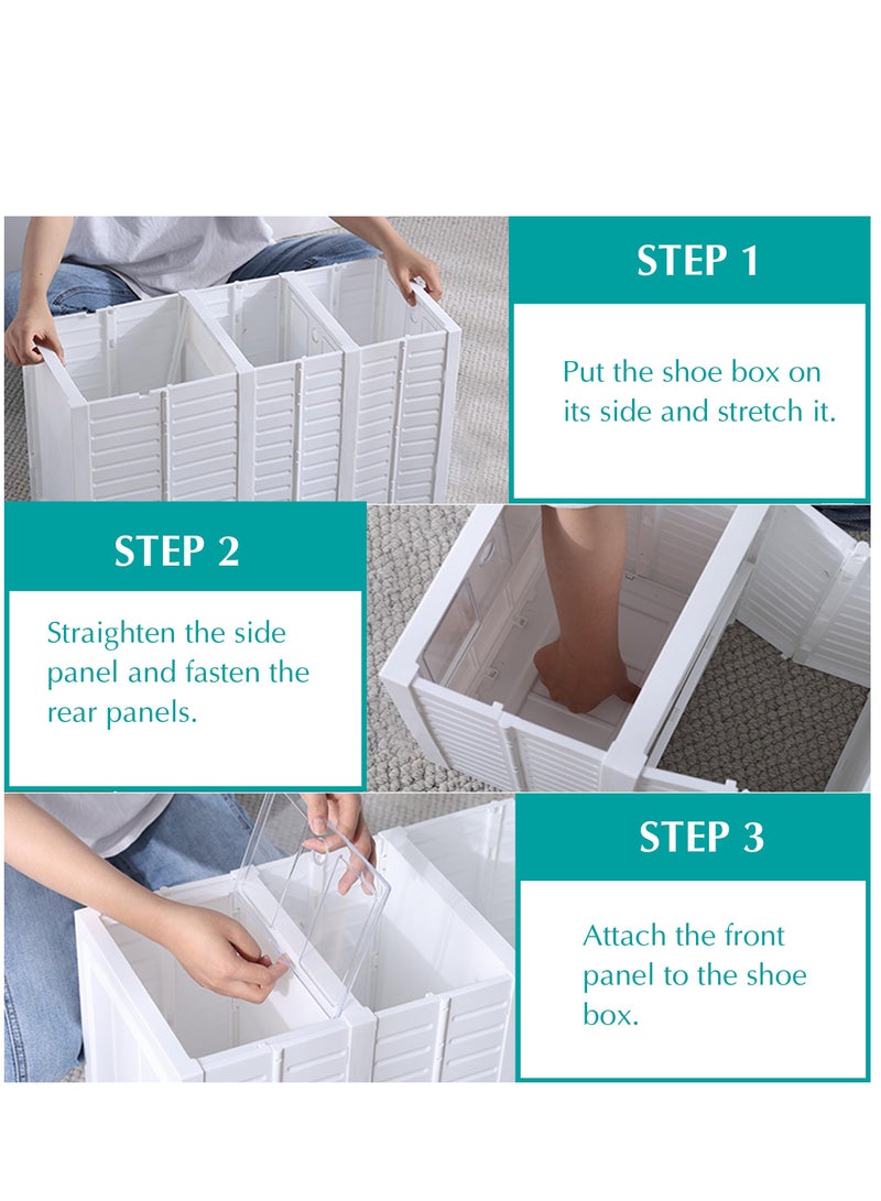 Arabest Shoe Organizer for Closet, 6 Pack Clear Shoe Storage Container All-in-one Sturdy Plastic Stackable Shoe Boxes Assemble-Free Space Saving Sneaker Storage Bins Fits - Image 5