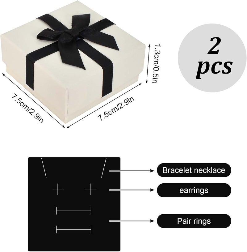 Jewelry Gift Boxes 2-Pack 3"X3"X1.4" White/Black - Universal Fit For Fine Jewelry, Elegant Presentation Jewelry Presentation Boxes For Wedding, Anniversary Gifting And Small Businesses - Image 2