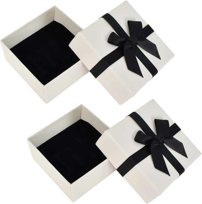 Jewelry Gift Boxes 2-Pack 3"X3"X1.4" White/Black - Universal Fit For Fine Jewelry, Elegant Presentation Jewelry Presentation Boxes For Wedding, Anniversary Gifting And Small Businesses - Image 1