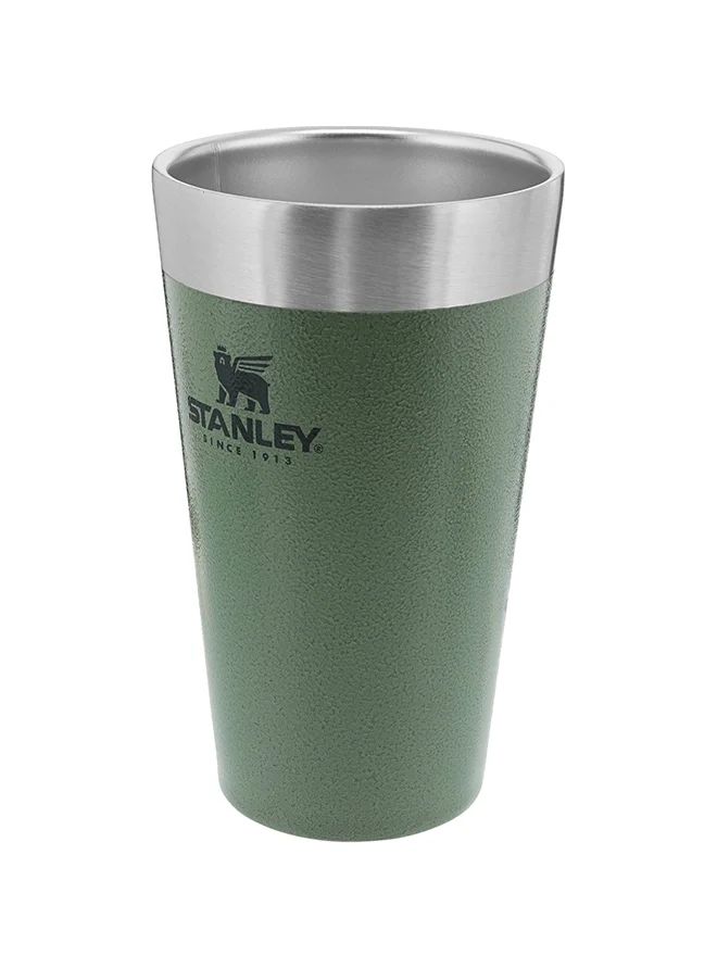 Stanley Stanley Adventure Stacking Beer Pint 0.47L / 16OZ Hammertone Green â€“ Keeps Beer Cold for 4 Hours | Stainless Steel Beer Pint | Stacks Infinitely | Double Wall Vacuum Insulation | Dishwasher Safe
