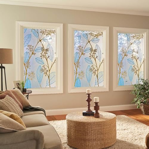 HOMSUN Frosted Privacy Window Film | Self Adhesive Glass Sticker for Bathroom, Office, Door & Partition -Blue Cherry -1 Feet x 4 Feet - Image 3