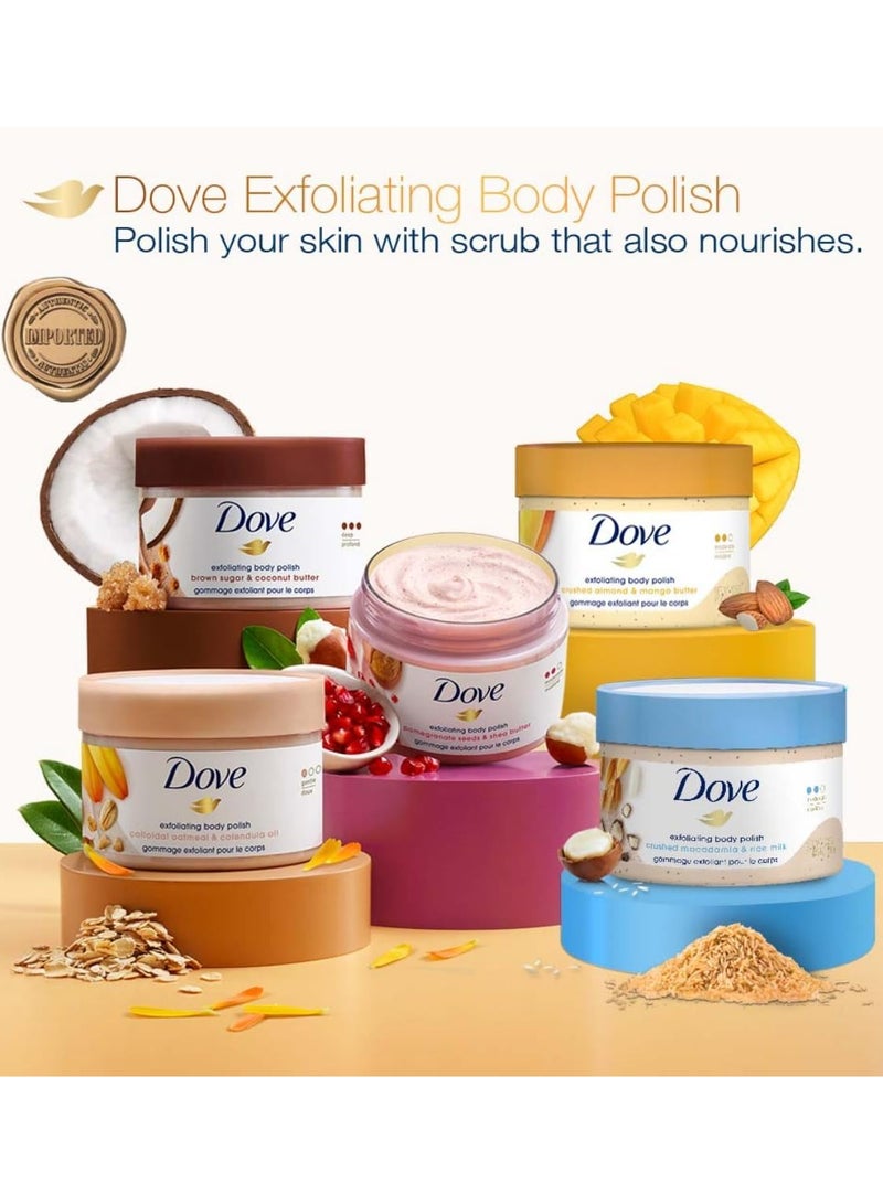 Dove Crushed Almond Mango Butter Exfoliating Body Polish Scrub 298 g - Image 5