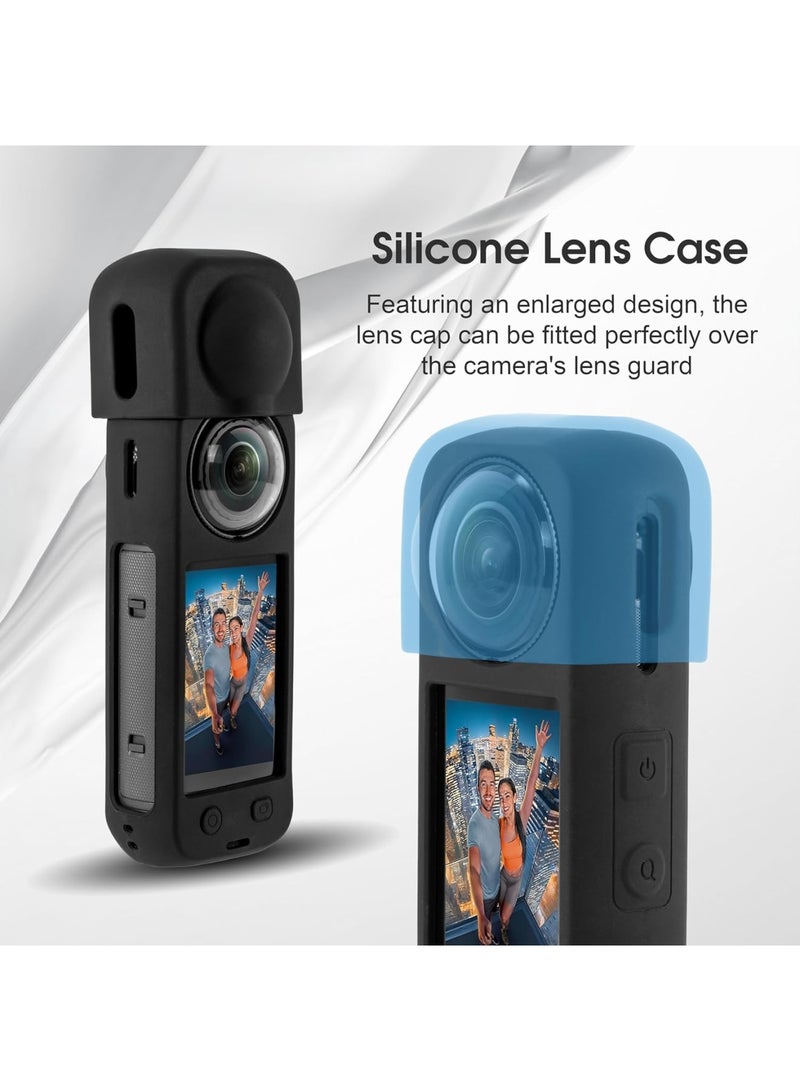 Barakah غطاء حماية سيليكوني لكاميرا Insta360 X5، واقي عدسة ناعم مع تصميم مضاد للصدمات، غطاء كاميرا شامل مع حزام للمعصم، ملائم بدقة مع وصول إلى منفذ الشحن، ملحقات متينة (أسود) - Image 5