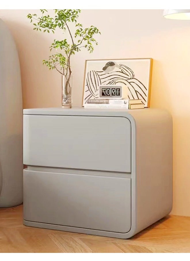 fashionhome - Modern High Gloss Nightstand Left Side Bedside Table with 2 Storage Drawers Solid Wood Bedside End Table 45 x 40 x 45 cm (Fully Assembled) - Image 1