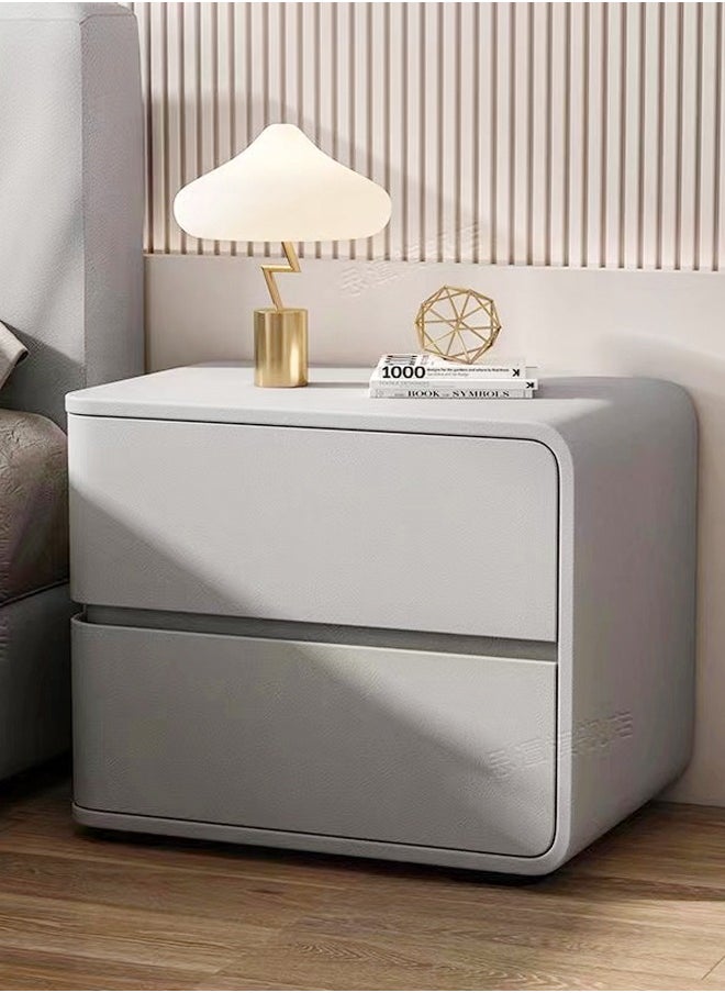 fashionhome - Modern High Gloss Nightstand Left Side Bedside Table with 2 Storage Drawers Solid Wood Bedside End Table 45 x 40 x 45 cm (Fully Assembled) - Image 1