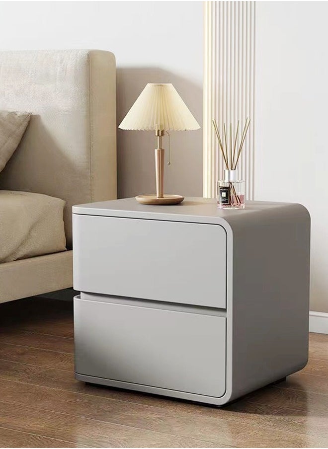 fashionhome - Modern High Gloss Nightstand Left Side Bedside Table with 2 Storage Drawers Solid Wood Bedside End Table 45 x 40 x 45 cm (Fully Assembled) - Image 1