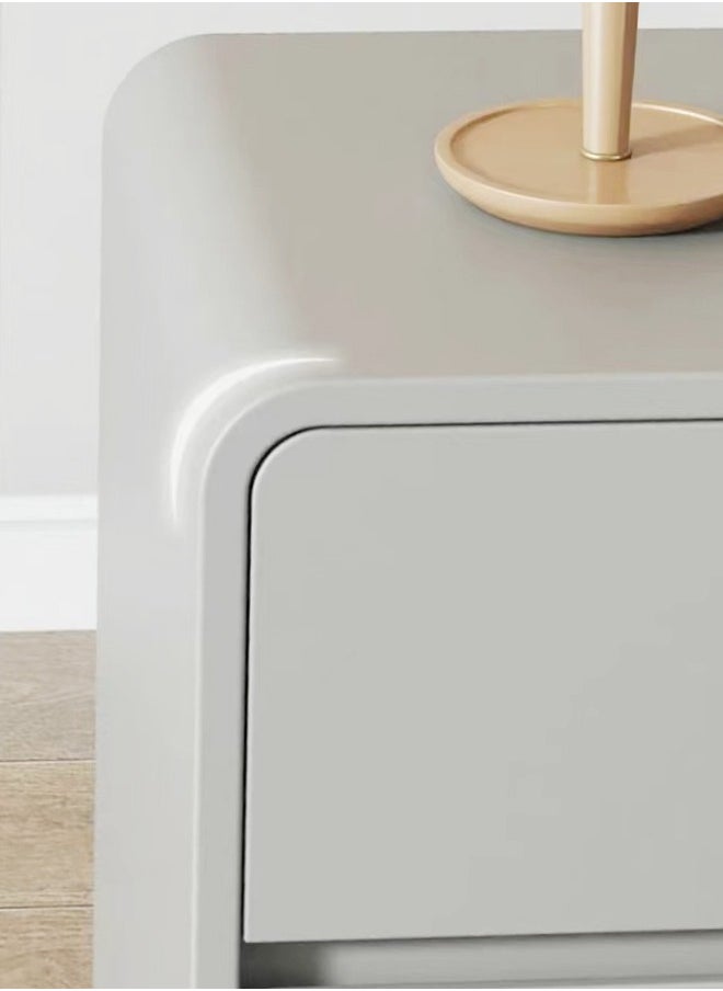 fashionhome - Modern High Gloss Nightstand Left Side Bedside Table with 2 Storage Drawers Solid Wood Bedside End Table 45 x 40 x 45 cm (Fully Assembled) - Image 1