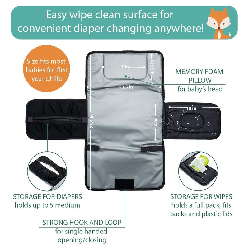LILFOX Portable Changing Pad - One-Hand Diaper Change Pad for Baby Diaper Bag or Changing Table. Unisex Baby Shower Gifts, Newborn Essentials - Image 5