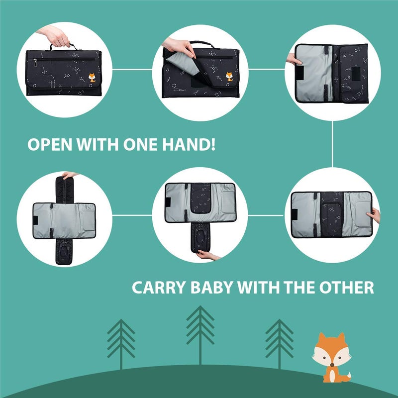 LILFOX Portable Changing Pad - One-Hand Diaper Change Pad for Baby Diaper Bag or Changing Table. Unisex Baby Shower Gifts, Newborn Essentials - Image 4