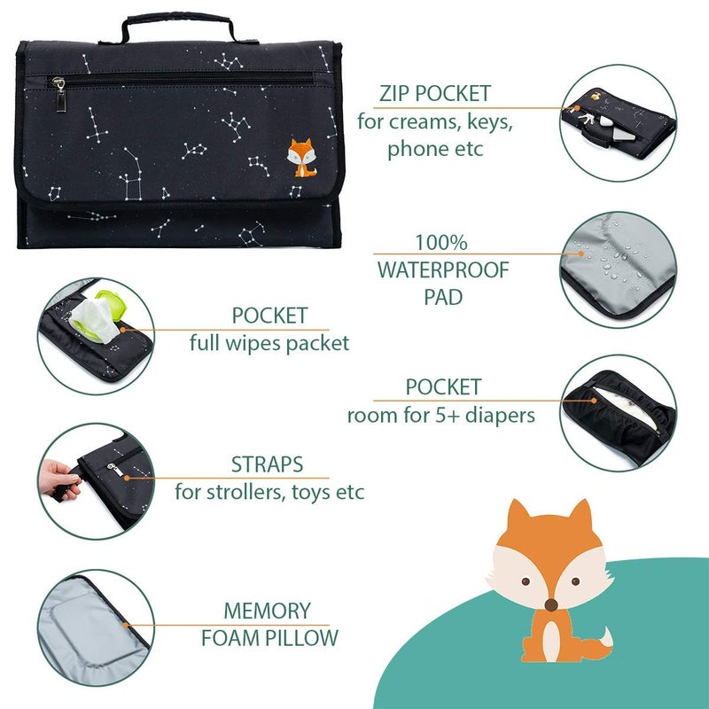 LILFOX Portable Changing Pad - One-Hand Diaper Change Pad for Baby Diaper Bag or Changing Table. Unisex Baby Shower Gifts, Newborn Essentials - Image 3