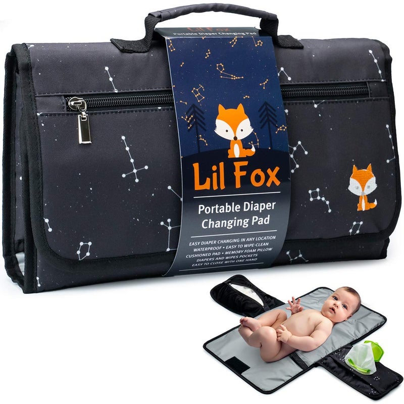 LILFOX Portable Changing Pad - One-Hand Diaper Change Pad for Baby Diaper Bag or Changing Table. Unisex Baby Shower Gifts, Newborn Essentials - Image 1