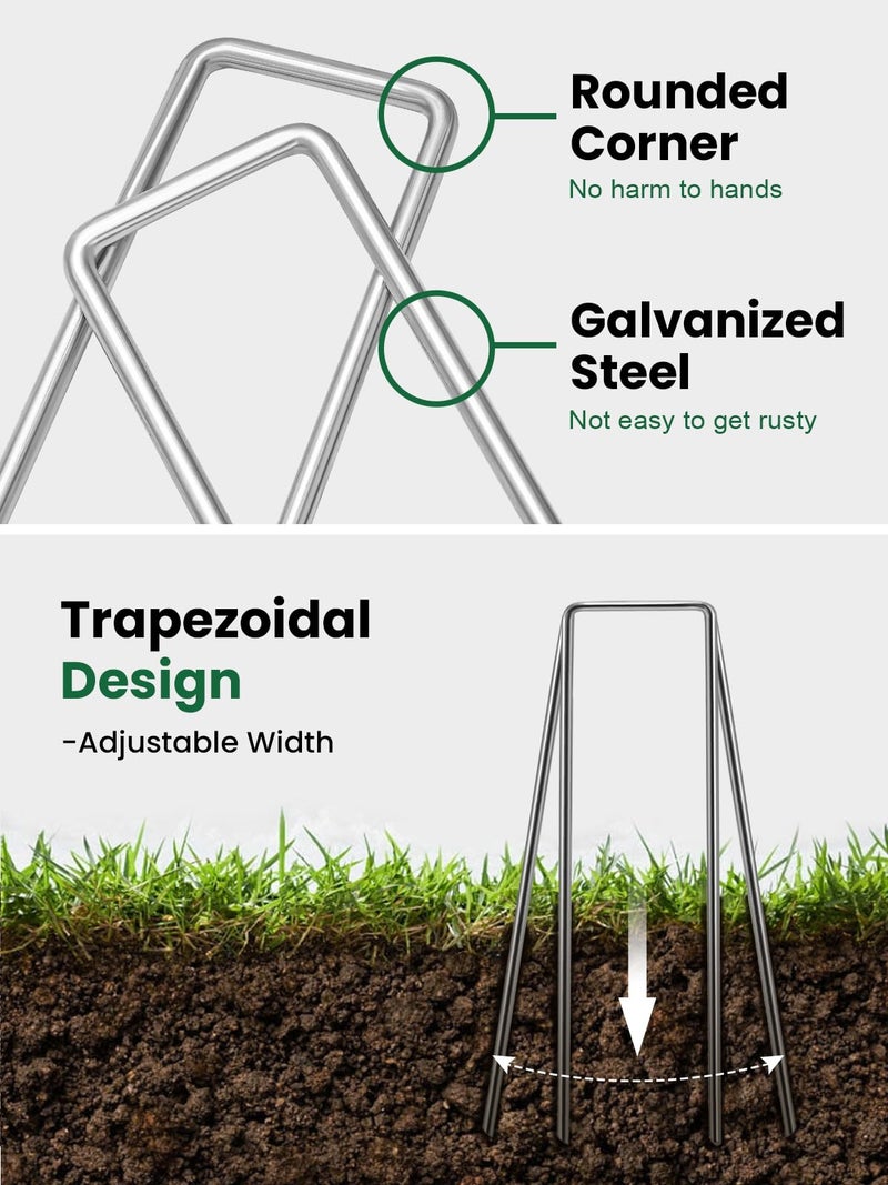 GROWNEER 50 Pack Landscape Staples 12 Inch 11 Gauge Heavy Duty Hot-Dip Galvanized Steel Garden Stakes U-Shaped Weed Barrier Spikes Metal Ground Pins for Lawn and Yard Landscaping - Image 4