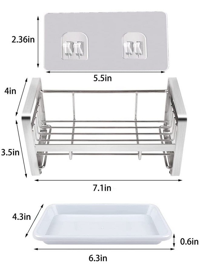 Xacton Sink Caddy Organizer Kitchen Sponge Holder I 304 Stainless Steel Soap Dispenser Brush Drainer Rack I Countertop or Adhesive Organiser for Dishes Knives Spoons Forks ((Silver) - Image 2