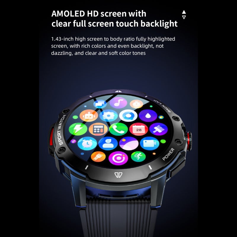 Smart Watch: Black 2G+32G Memory - SC8541E Chip Ultra-Long Endurance Fitness Tracker for Android iOS Users Outdoor Sports Daily Use - Image 2