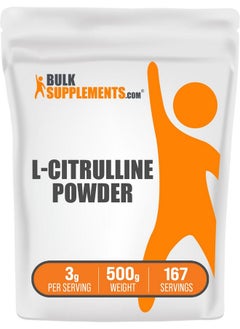 BulkSupplements BulkSupplements.com L-Citrulline Powder - Citrulline Supplement, Citrulline Powder - L-Citrulline 3000mg, Unflavored & Gluten Free - 3g per Servings, 500g (1.1 lbs) (Pack of 1)  - Image 1