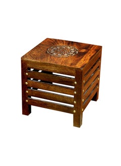 Papper Humra Papper Humra Wooden Stools for Living Room Sitting Chair for Home Home Furniture OutdoorIndoor Decor Square Caving Floral Top Stool 29x29x30 cm 