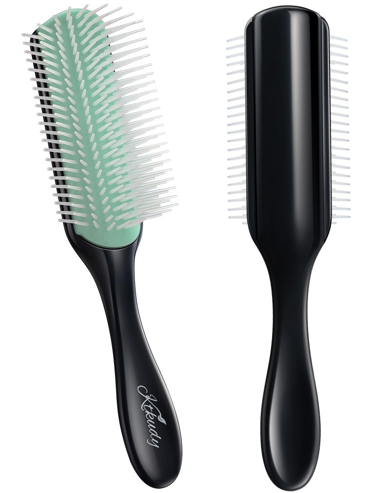 KTKUDY Curly Hair Brush Styling Brush 9 Row for Detangling Defining Curls KTKUDY Hair Brush for Separating Shaping Curls BlowDrying Styling Finishing Brush for Wavy Curly or Coily Hair - Image 3