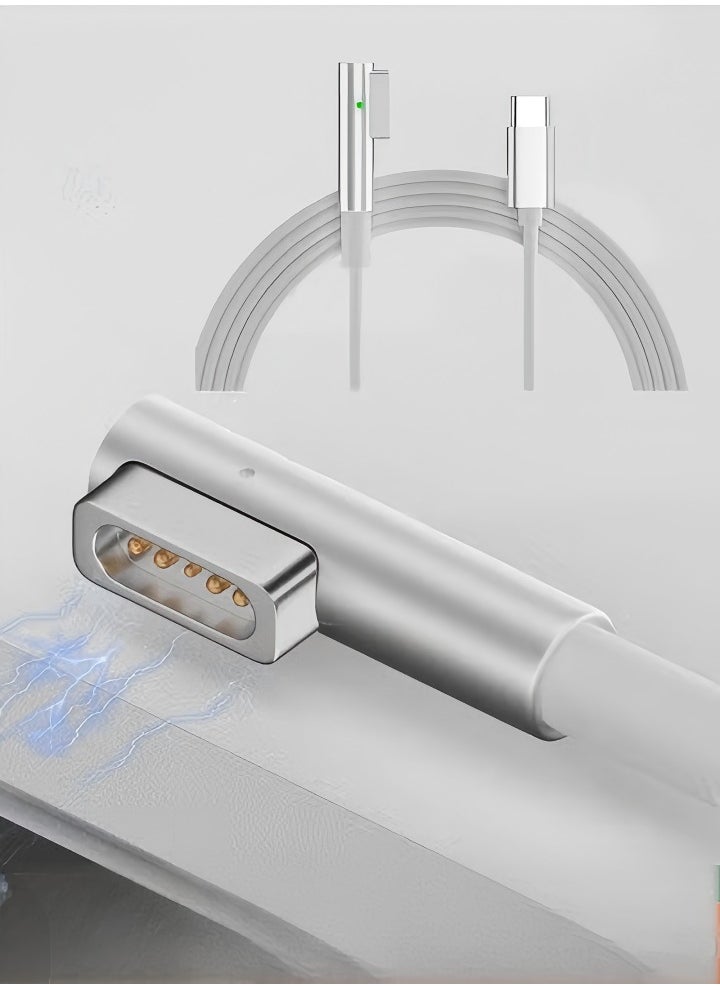 PD Type-C to Magnetic 1 Charging Cable 65W L-Tip Magnetic Head with 5Gbps Super Speed, Compatible with MacBook Air