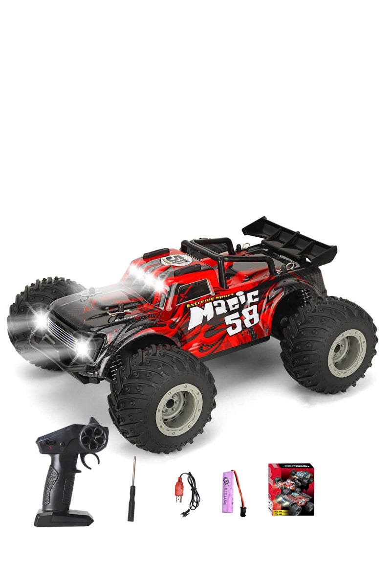 إيسي التحكم عن بعد سيارة للأطفال RC سيارة 1:18 بمقياس 2.4GHz الكهربائية الوعرة مع بطارية USB 3.7V، مصابيح LED، 20-35 دقيقة وقت اللعب، 40-60 متر المدى، لعبة سيارة مع مفك براغي ويدوي، 18 كم/ساعة السرعة - Image 1