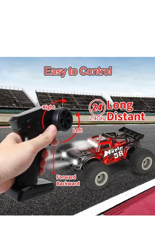 Remote Control Car for Kids RC Car 1:18 Scale 2.4GHz Electric Off-Road with 3.7V USB Battery, LED Lights, 20-35 Min Playtime, 40-60m Range, Toy Car with Screwdriver & Manual, 18km/h Speed - view 2