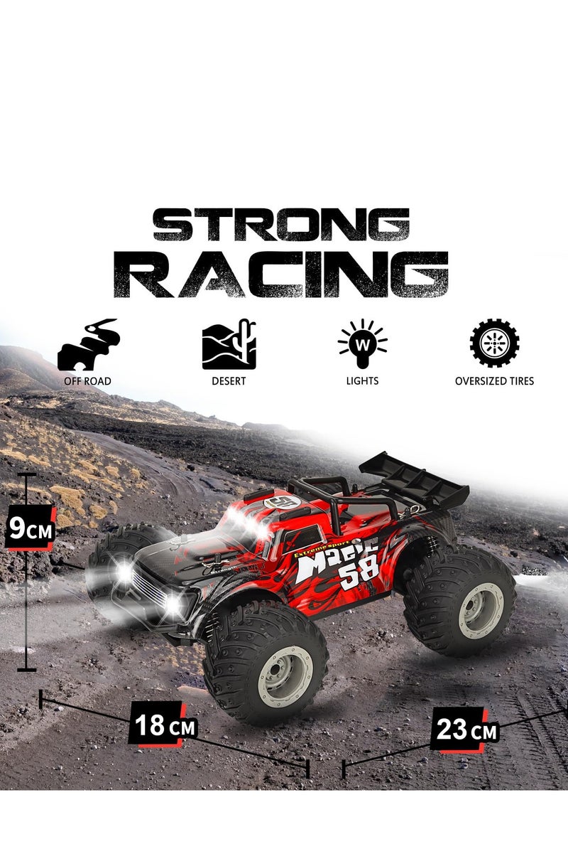 إيسي التحكم عن بعد سيارة للأطفال RC سيارة 1:18 بمقياس 2.4GHz الكهربائية الوعرة مع بطارية USB 3.7V، مصابيح LED، 20-35 دقيقة وقت اللعب، 40-60 متر المدى، لعبة سيارة مع مفك براغي ويدوي، 18 كم/ساعة السرعة - Image 4