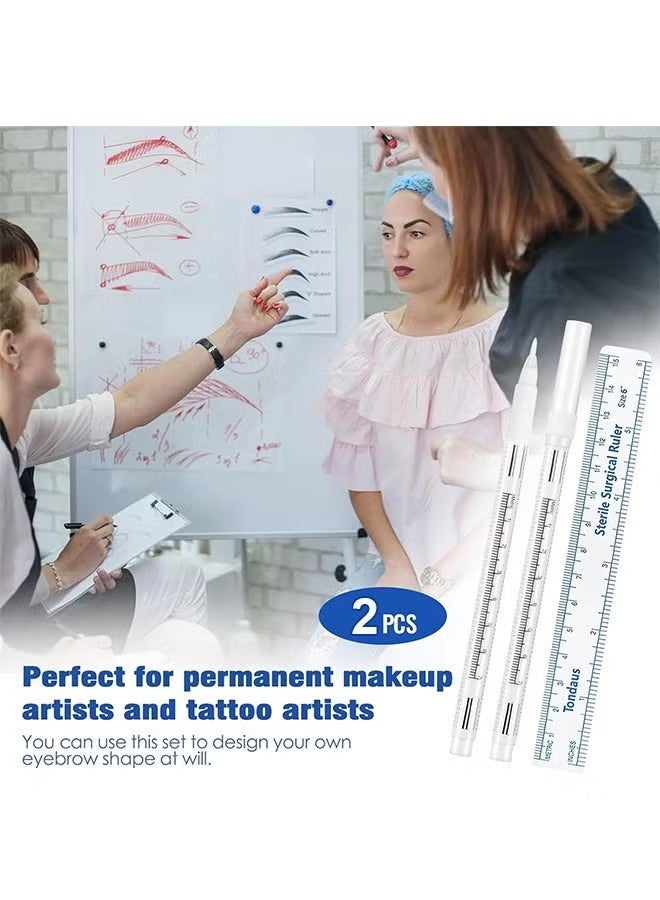 Tondaus 2 Sets Surgical Skin Markers and Precision Rulers for Eyebrow, Lip, and Skin Marking - Image 2