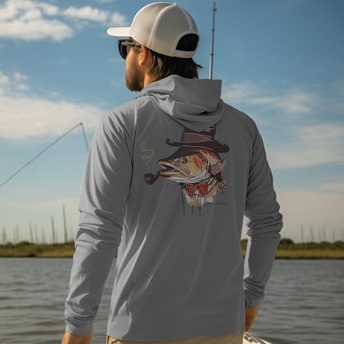 Palmyth Fishing Hoodie for Men Long Sleeve Sun Protection UV UPF 50 ShirtsGrayBig TroutM - Image 3